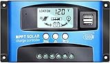 Y&H 100 A MPPT Solarladeregler 12 V / 24 V mit Dual-USB-Anschluss, LCD-Display, intelligenter...