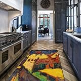 SHUODAOCO Ländlicher waschbarer Teppich 100x150cm Wohnzimmerteppiche architektonische Zeichnungen...