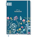 paper&you® Adressbuch A5 mit Register A-Z [Happy Flower] Buch für Kontakte, Geburtstage &...