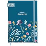 paper&you® Adressbuch A5 mit Register A-Z [Happy Flower] Buch für Kontakte, Geburtstage &...