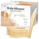 wisefood Einwegmesser aus Birkenholz, 20 Stück Einweg Holzmesser 16cm, Biologisch abbaubares...