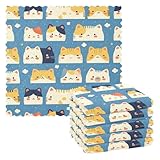 FRODOTGV Lustige, niedliche bunte Gesichter von Katzen auf blauem Mikrofaser-Reinigungstuch,...