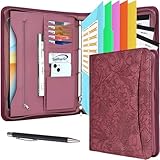 Leathario Schreibmappe A4 mit 5er Register DIN A4，Konferenzmappe mit 4 Ringbuch，Dokumentenmappe...
