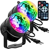 Discokugel 2 Stück Musikgesteuert Party lichter 360° Rotierende Ball Lights Bühnenbeleuchtung...