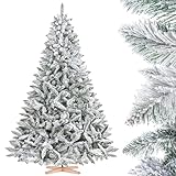 FairyTrees Weihnachtsbaum künstlich 220cm FICHTE mit Christbaum Holzständer | Tannenbaum...