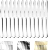 Bestdin Tafelmesser Set 12 Stück, 23.8cm(9.37 inch) Messerset, Buttermesser aus Edelstahl,...