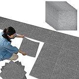 JCRWXP 12 Stück Teppichfliesen Selbstklebend, 30 x 30 cm rutschfeste Teppich Klein, Dunkelgrau...