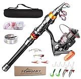 Angelrute Set Komplett, FISHOAKY Carbon Fiber Angelruten Teleskoprute und Spule Combo Kit mit...