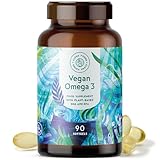 Omega 3 Vegan - Hochdosierte Kapseln mit EPA und DHA aus Algenöl (1500mg pro Tagesdosis) - 90...