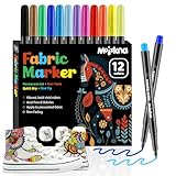 Textilstifte Waschmaschinenfest, 12 Textilfarbe waschmaschinenfest, Waschfeste und Permanente Stoff...