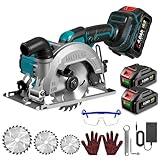 ONEVAN Akku Handkreissäge, Bürstenlos Akku Mini Kreissäge mit 2 3000mAh Akkus, 7000RPM...