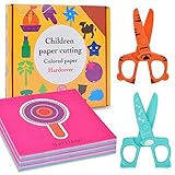 2-teilige Kinderschere für die Sicherheit der Kinder-48 Blätter Papier, Kindersichere Schere...
