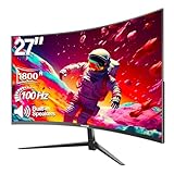 Gawfolk Curved Monitor 27 Zoll 100Hz, PC Bildschirm mit Lautsprecher 1080P, 1800R 75Hz...