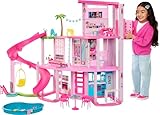 Barbie Traumvilla, 3-stöckiges Barbie-Haus mit 10 Spielbereichen inklusive Pool, Rutsche, Aufzug,...