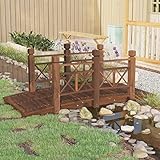 Bulliing Gartenbrücke mit Geländer 150x67x56 cm Massivholz Fichte Dekobrücke für Bauernhof...