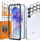 QsmQam 3 Stück Panzer Schutz Glas für Samsung Galaxy A55 5G und 3 Stück Kameraschutz, 9H Härte...