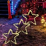 SALCAR 2m Weihnachtsbeleuchtung Außen, 3er 45cm 150LED Stern Weihnachtsdeko Garten,...