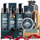 Bartpflege Set für Männer, Oukzon 10 in 1 Hochwertig Bartpflegeset Geschenke -60ML Bartshampoo,...