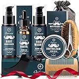 Bartpflege Set für Männer, Oukzon 10 in 1 Hochwertig Bart Weihnachtsgeschenke- 60ML Bartshampoo,...