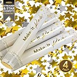 Konfetti Kanone Gold | 4 Pck | Konfettikanone XXL Party Popper und Luftschlangen Kanone | Ideal für...