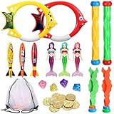 Tatxmalv 27 Stück Tauchen Spielzeug, Kinder Pool Spielzeug, Tauchspielzeug Set mit Tauchstäbe...