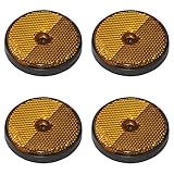 4X Rückstrahler Orange Rund Ø 60mm | E4-Geprüfte Reflektoren für Anhänger, LKW, PKW, Wohnwagen...