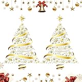 Fensterbilder Weihnachten - Statische Fensteraufkleber Für Dekoration | Extra Großer Goldener...