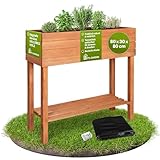 TTL GARDEN Balkon Hochbeet S 80x30x80cm aus Holz - Pflanzkasten & Blumenkasten mit Ablageboden &...