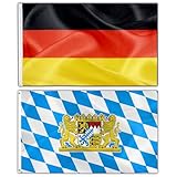 Bayern Flagge und Deutschland Flagge 90 X 150 cm Oktoberfest Party Deko Fahnen mit 2 stabilen...