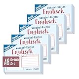 Häfft® 5er-Pack Vokabel-Karten A8 Englisch liniert, 500 Stück, mit Ampel-Prinzip für das...