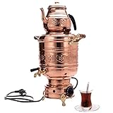 Türkische Elektrische Kupfer Samowar/Semaver mit Teekanne (4,5 liter) - Türkische/Russische...