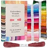 Stickgarn Set 100 Farben je 5 Meter: Schönes Garn zum Sticken, Knüpfen, Flechten, Basteln, Häkeln...