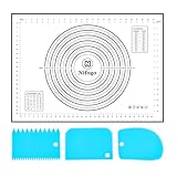 Nifogo Silikonmatte Backmatte Silikon Backunterlage Groß 70 x 50 cm, Teigmatte Wiederverwendbar...