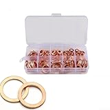 Zilimontt Kupfer-Unterlegscheiben-Dichtungssortiment mit flachem Ringdichtungs-Set in mehreren...