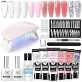 Born Pretty Polygel Starter Set mit UV Lampe - Poly Gel Nägel Set 6 Farben Transparent Weiß Nude...