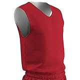 CHAMPRO wendbares Basketball-Trikot aus Polyester, für Erwachsene, klein, scharlachrot, weiß