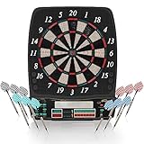 Physionics® Elektronische Dartscheibe - viele Spiele, mehr als 100 Spielvarianten, 12 Dartpfeile,...