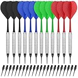 CyeeLife Dartpfeile mit Kunststoffspitze,12 Stück Soft Darts Pfeile Set mit 100 Kunststoff...