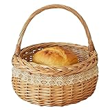 Weidenkorb - Natürlicher Geflochtener Deko-Korb Mit Griff | Picknickkorb | Für Wohnaccessoires...