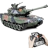 RC Panzer 1:18 Leopard 2, 2.4GHz Ferngesteuert Panzer, Modell Spielzeug mit Schussfunktion,...