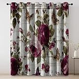Blickdichte Vorhänge Mit Vintage Romantisch Floral, 2 Stück Verdunkelungsvorhänge Mit Ösen H 166...
