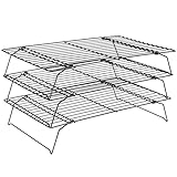 CUESVAP 3-lagiges Abkühlgitter, Stapelbar, Klappbar Kuchengitter Auskühlgitter, Brot Backen...