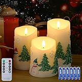 EXTSUD 3 Stück LED Kerzen Flammenlose Kerzen mit Timer und Batterien Weihnachtsbaum Beleuchtung LED...
