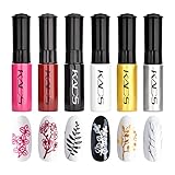 6 Farben Nagellack Set bunter metallische farbe glitzer Stempeln polnischen Detailliertes Gemälde...