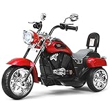 COSTWAY 6V Elektro Motorrad Kinder mit verstellbaren Scheinwerfer, Dreirad Elektromotorrad mit Sound...