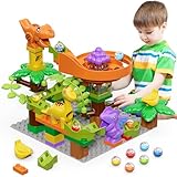 Marble Run Bauklötze Dinosaurier, Kinder STEM Spielzeug Dino Murmelbausteine Rennbahn Set, 67 Pcs...