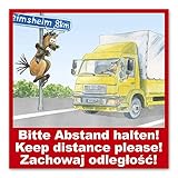 Comic-Schilder.de LKW - Bitte Abstand halten! Aufkleber für den Pferdeanhänger 3-sprachig...