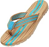 Damen Herren Zehentrenner Sommer Flip Flops Badelatschen Hausschuhe Pantoletten, Meerblau, 40 EU