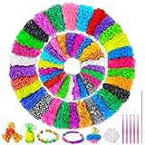 ROSHUKG 50 Farben Loom Bänder Set, 5300 Gummibänder Nachfüllset mit Leuchtenden Gummibändern...