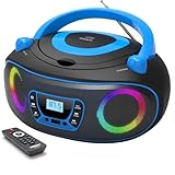 Tragbarer Stereo-CD-Player Boombox mit UKW-Radio, Bluetooth, CD-R/CD-RW/MP3/WMA-Wiedergabe,...